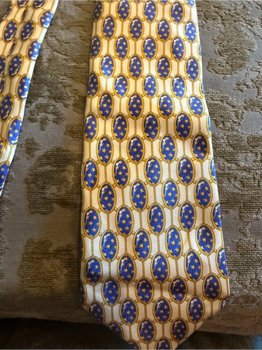 Burberry Yellow and Blue Geometric Silk Tie